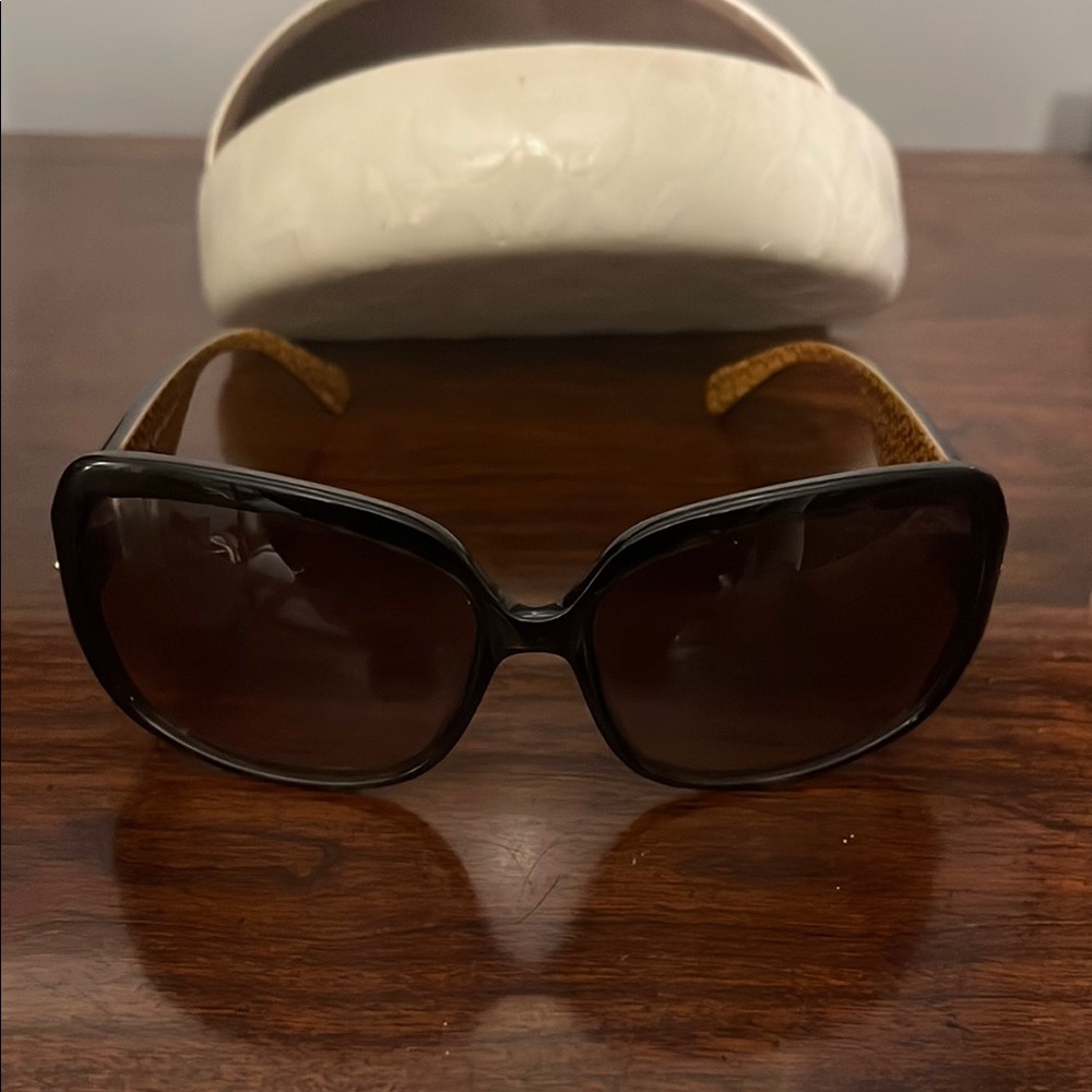 Coach Black and Brown Oversized Sunglasses